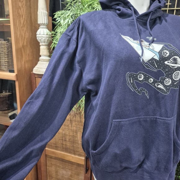 Vintage-Inspired Space Explorer Hoodie - Dark Navy Blue Unisex - Picture 2 of 8